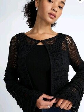 Scoop Women's Stitch Mix Button Front Cardigan